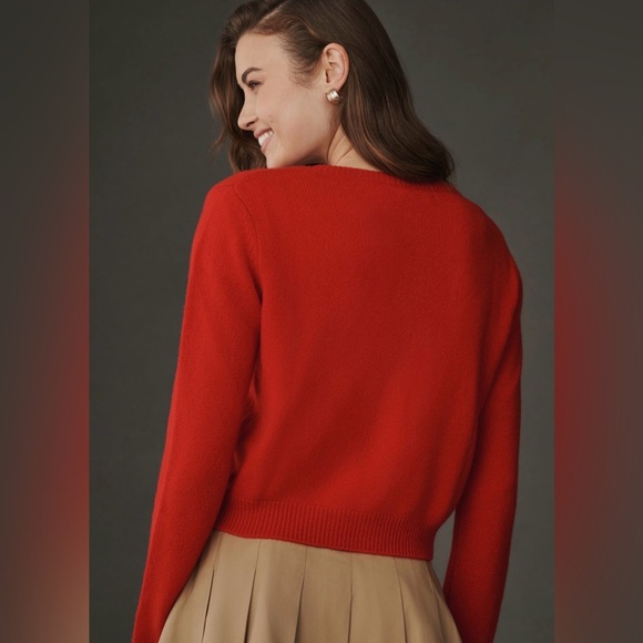 Reformation ‘Clara’ Cherry Red Cardigan 100% Cashmere NWOT - Picture 2 of 3